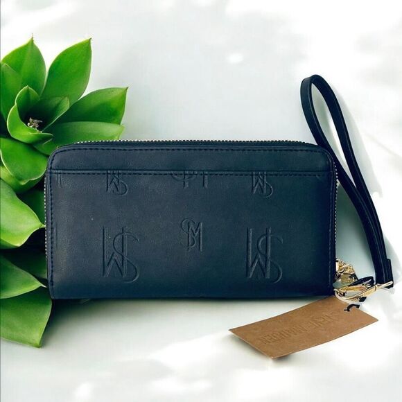 NWT Steve Madden Gorgeous BBENNI Black & Gold Zip All Around Wristlet Wallet - Picture 5 of 16